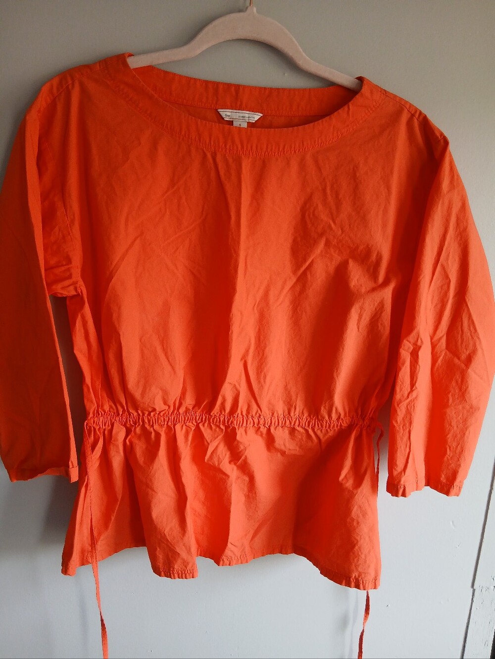 Gap Designed & Crafted Orange Drawstring Tunic Peplum Blouse Small